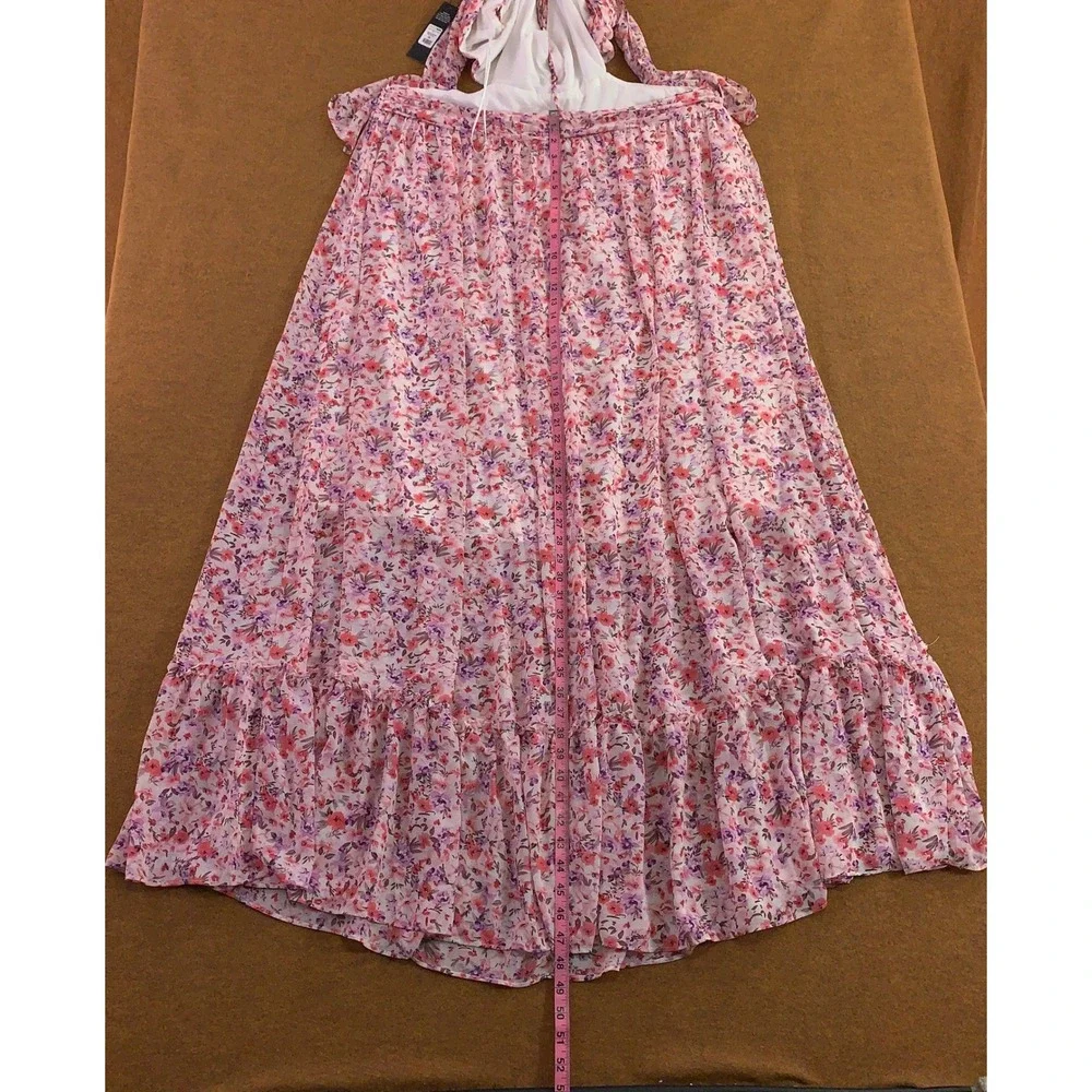 Fashion Nova Womens 3X Pink Shantel Chiffon Floral Maxi Dress NWT